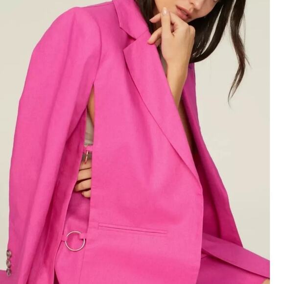 EUDON CHOI Collective Hot Pink Oversized Side Cutout Ring Blazer Coat Size 0 - Picture 3 of 11